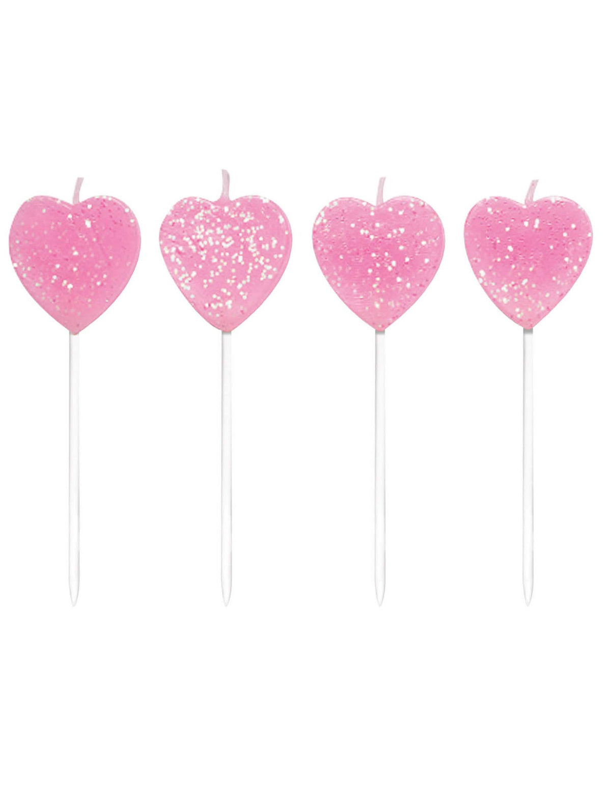 velas em espetos corações para festa rosas com purpurinas