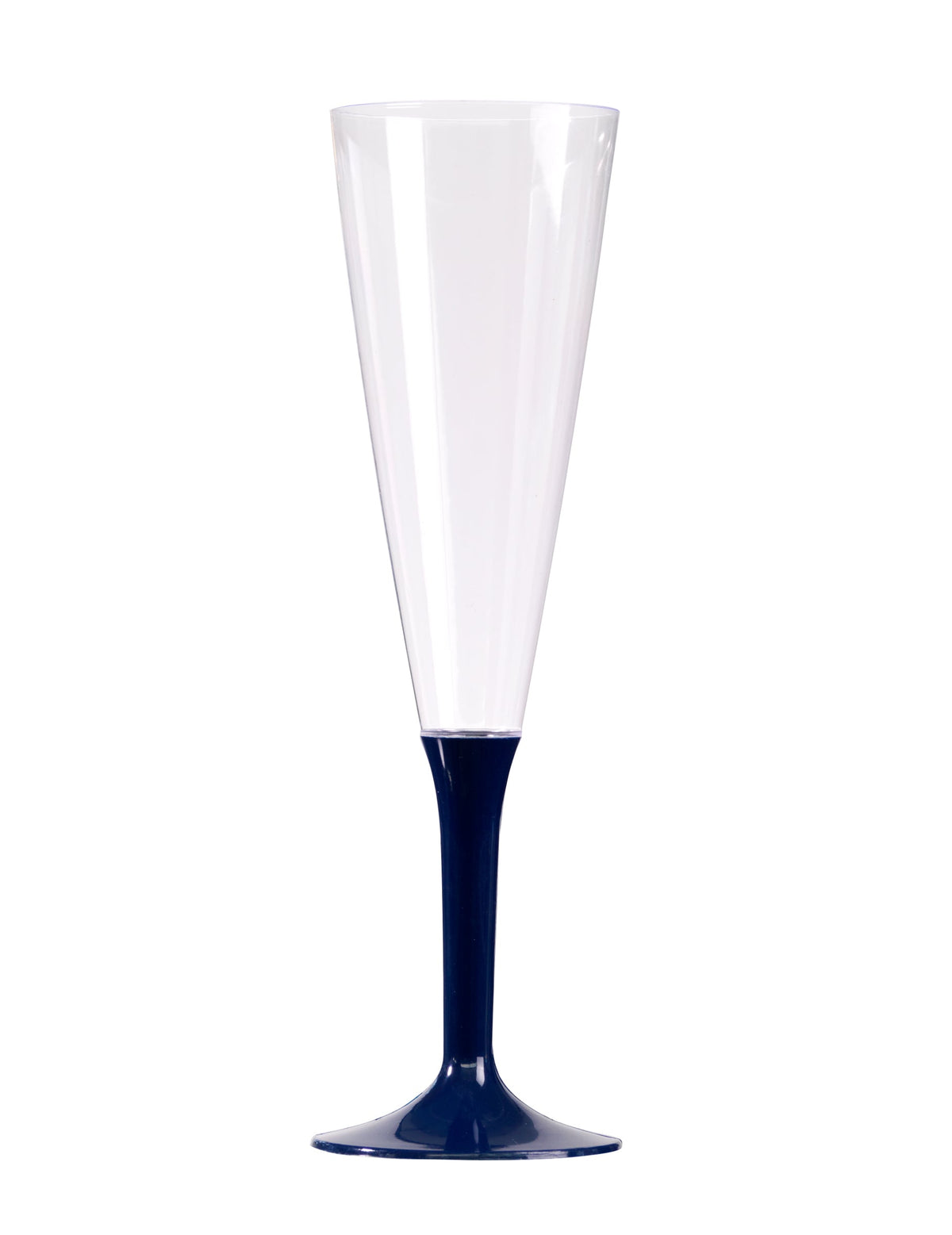 flute de champanhe com pé azul-marinho em plástico
