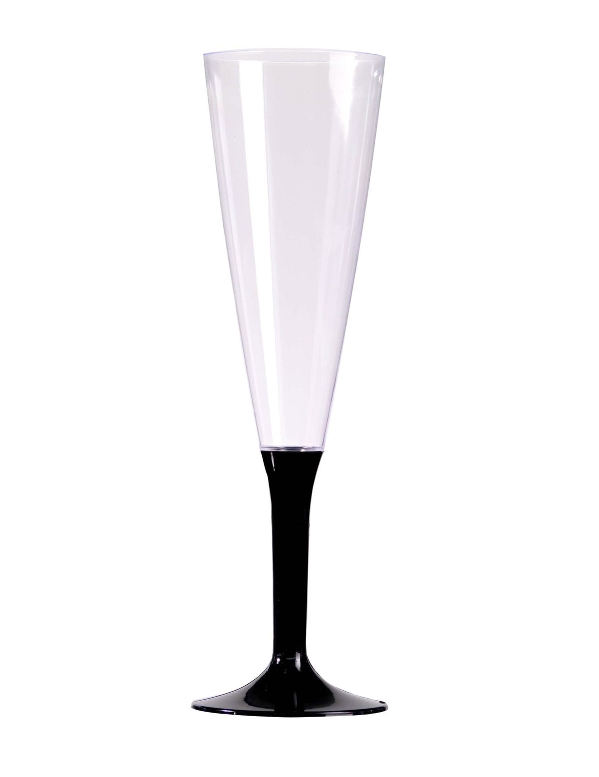 Flute para champanhe transparente para festa com pé preto