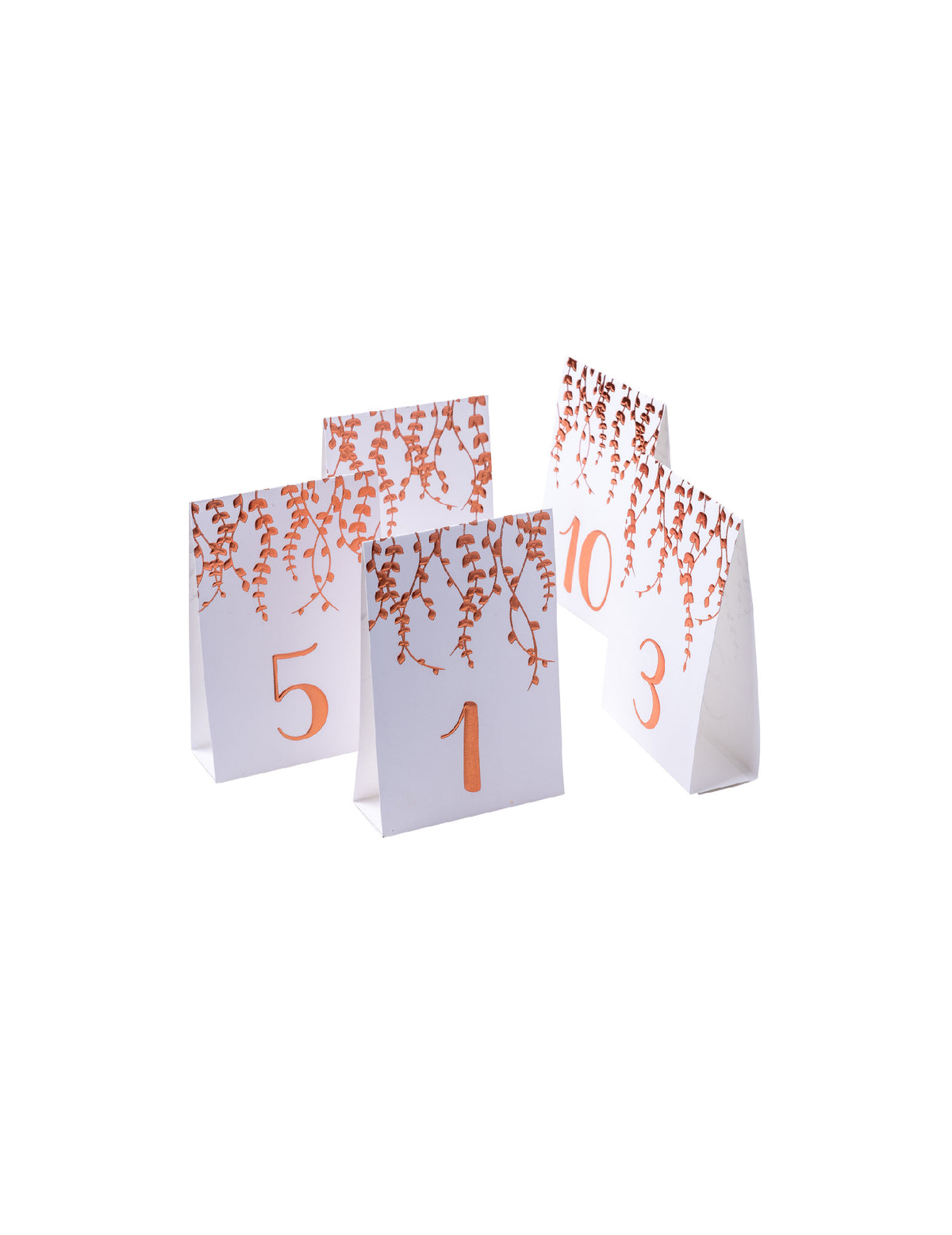 Marque-tables végétal pour décoration de fête rose gold avec feuillages