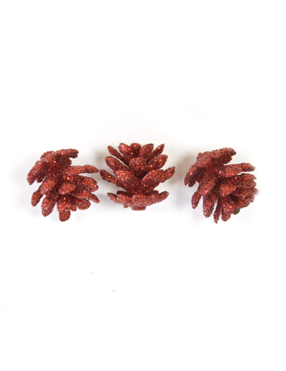 Mini pinhas com glitter de natal para decoração vermelho