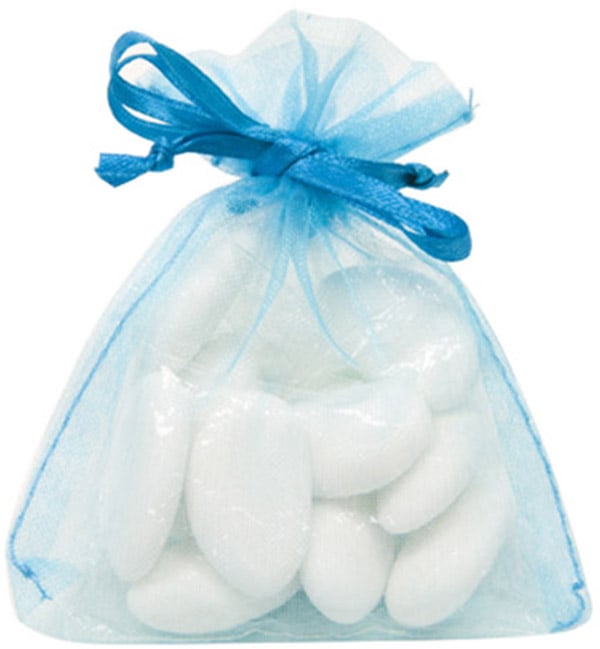 Sachets en organza pour dragées turquoise