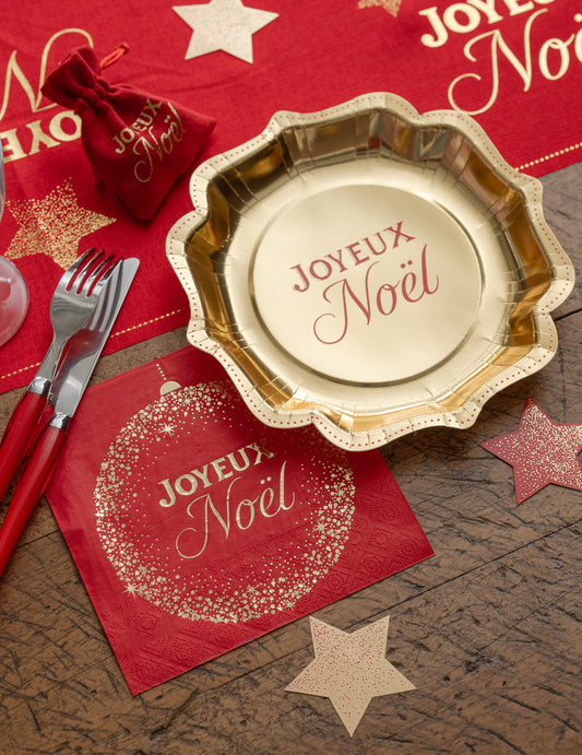 10 guardanapos Natal Cintilante vermelhos 33 x 33 cm