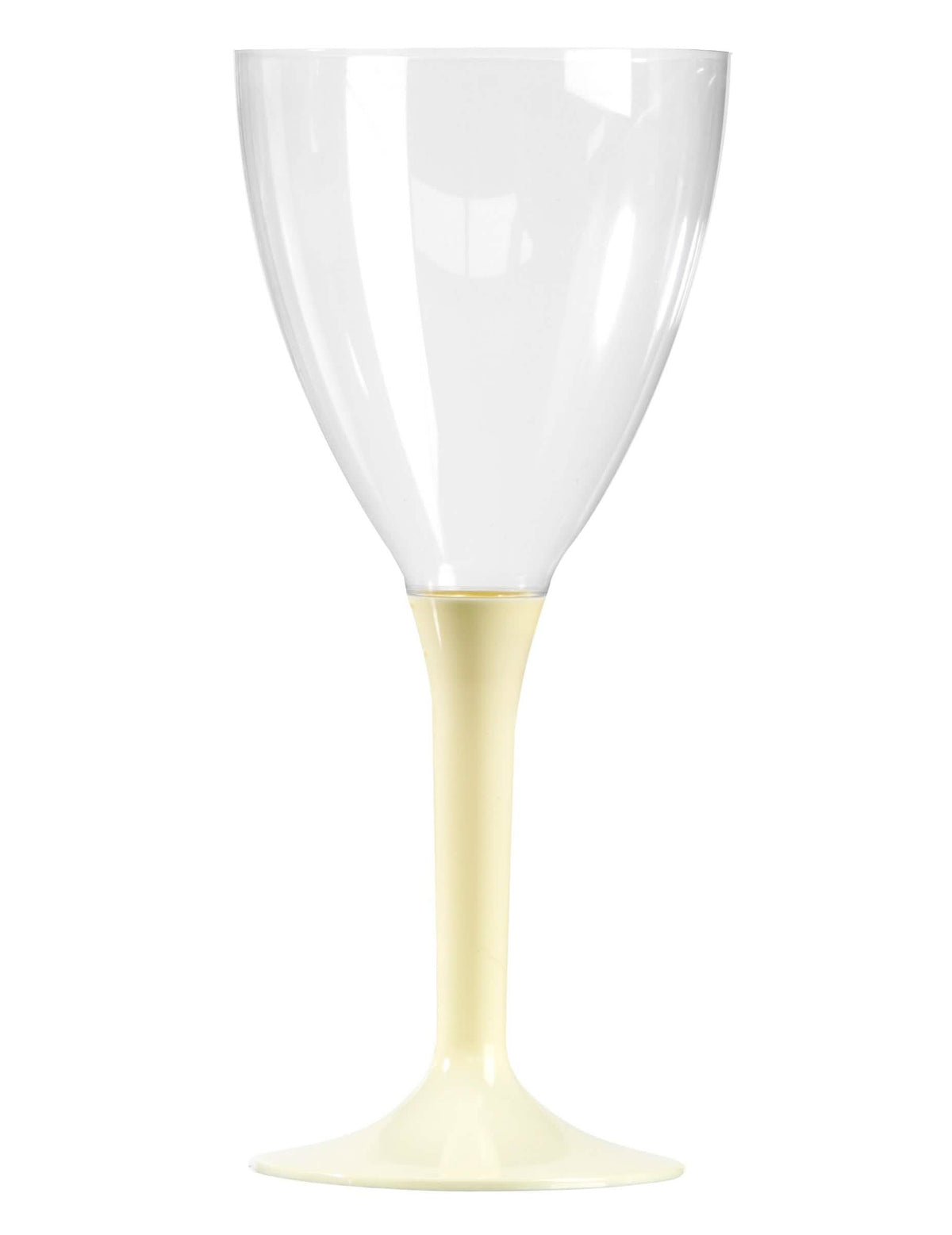 Copo de vinho de plástico para festa transparente com pé marfim