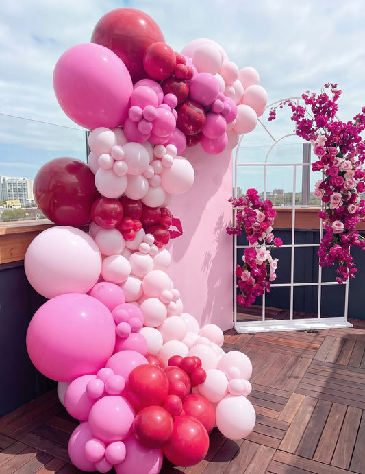 100 mini balões de látex rosa 13 cm para arco e decoração