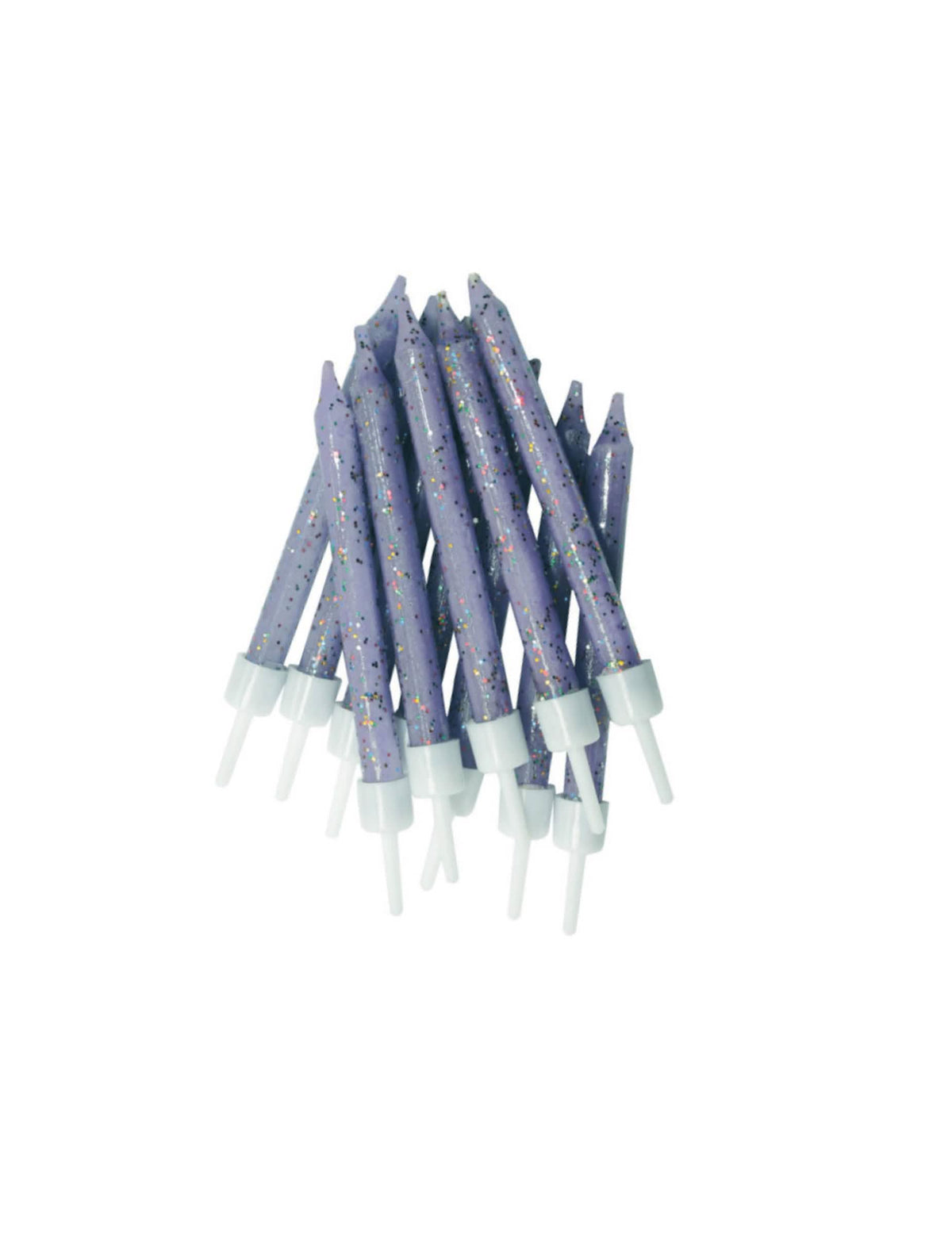 velas com purpurinas para bolo lilás