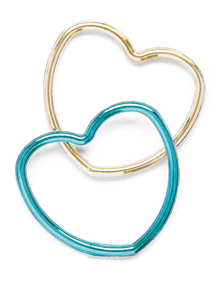 Pulseiras em forma de coração brilhantes para criança dourado e azul
