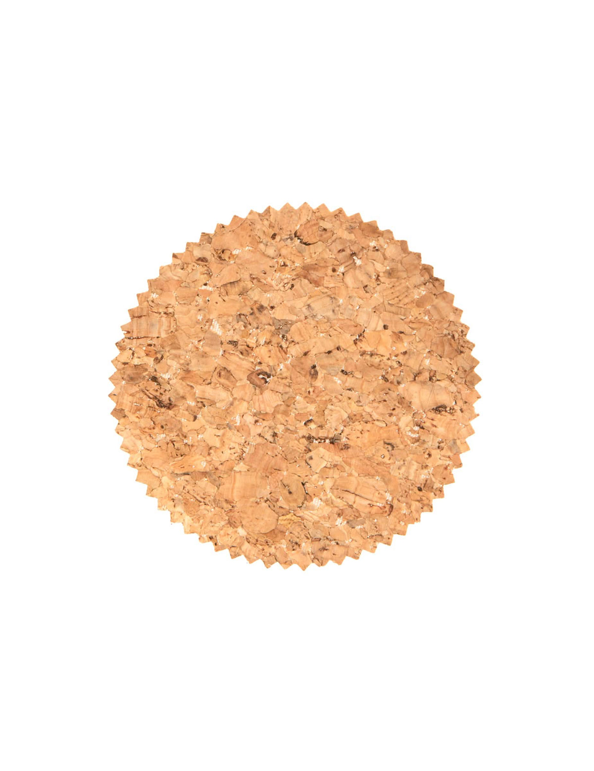 Grande plano de um confetti redondo em cortiça para decoração de mesa