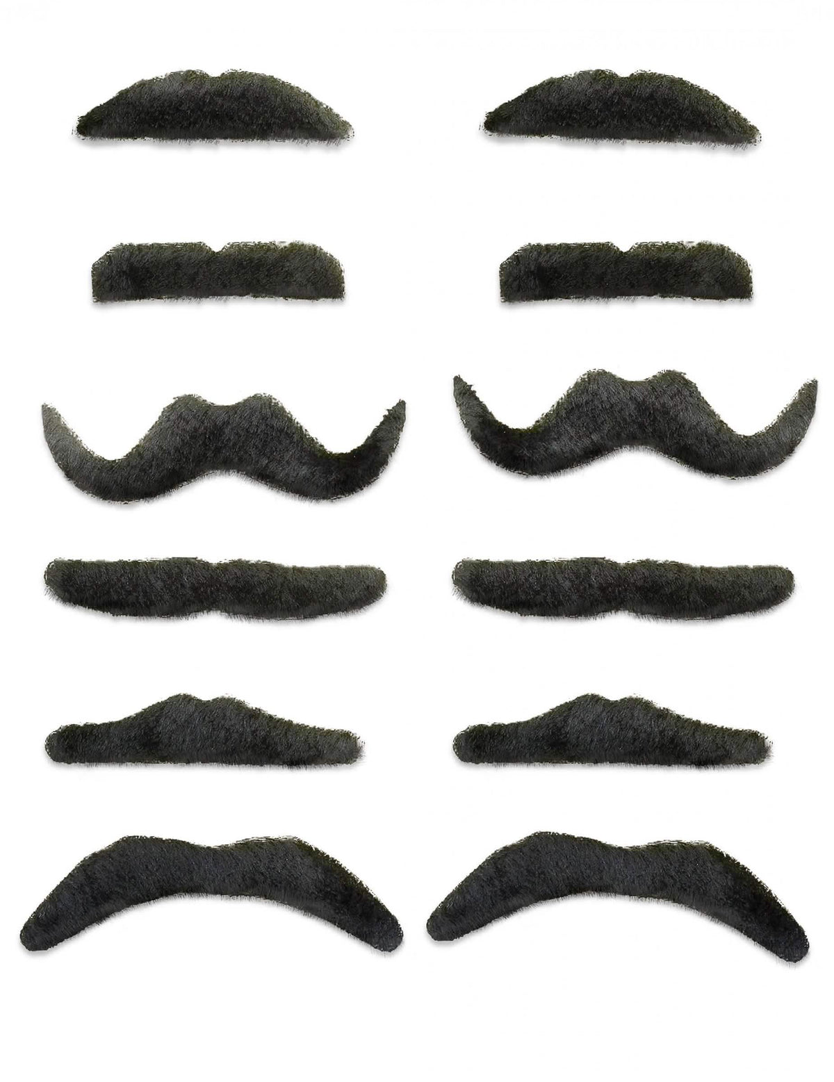 Conjunto de 12 bigodes negros de estilos variados
