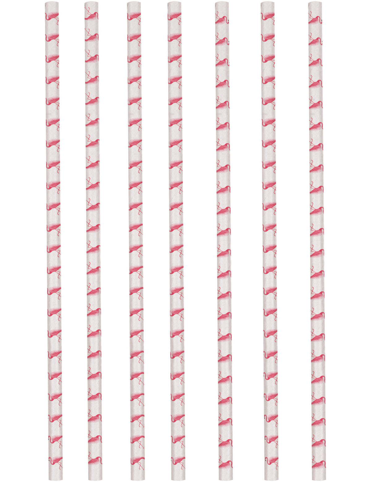 Pailles en carton flamingo paradise pour fête blanches avec motifs flamants roses
