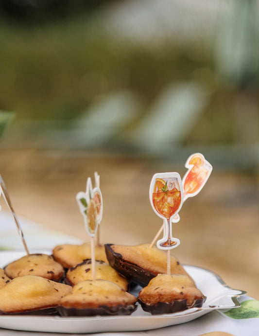 12 espetos fizz cítricos de papel creme, laranja e amarelo para coquetéis