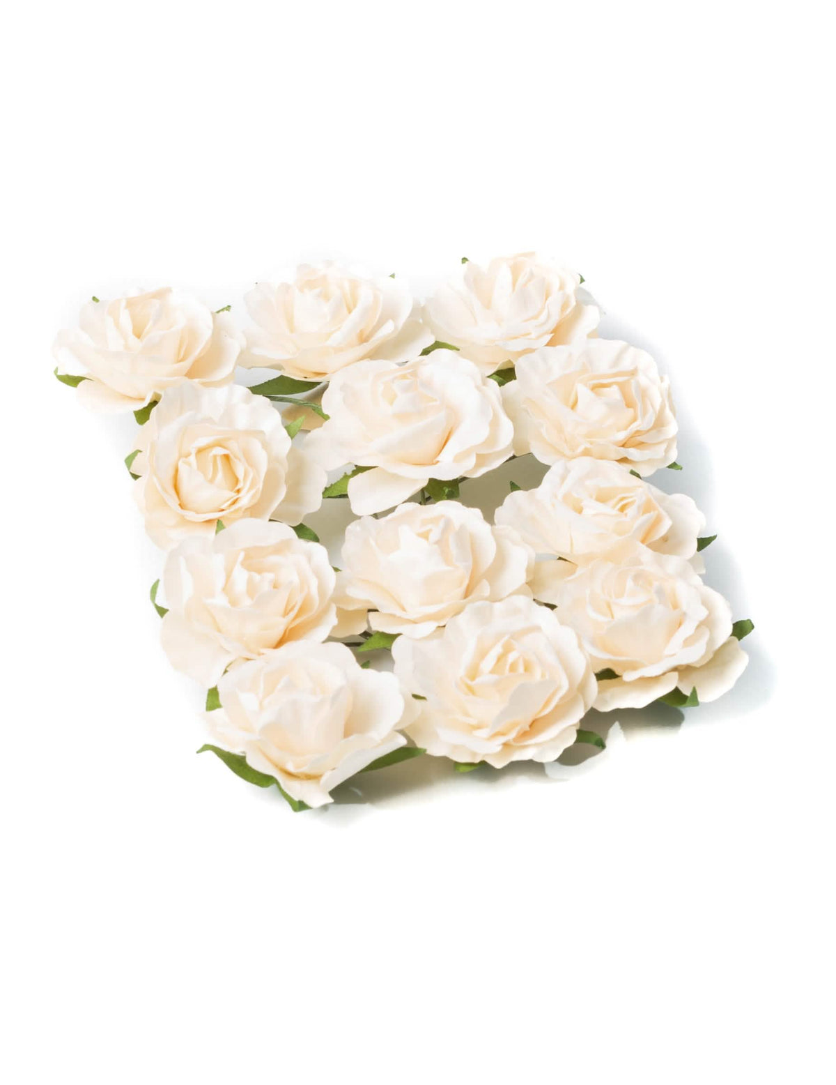 12 rosas para espetar para decoração marfim em haste flexível