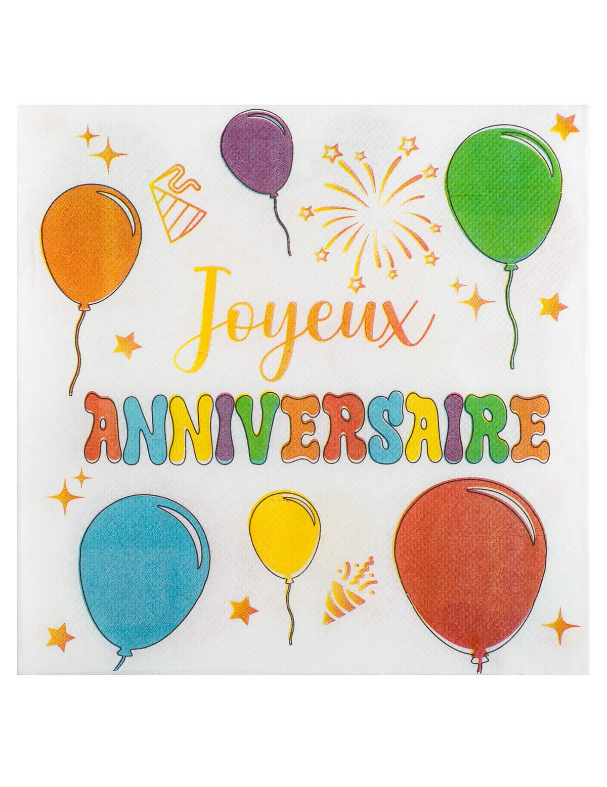 guardanapos balões de aniversário multicolores com a inscrição aniversário a