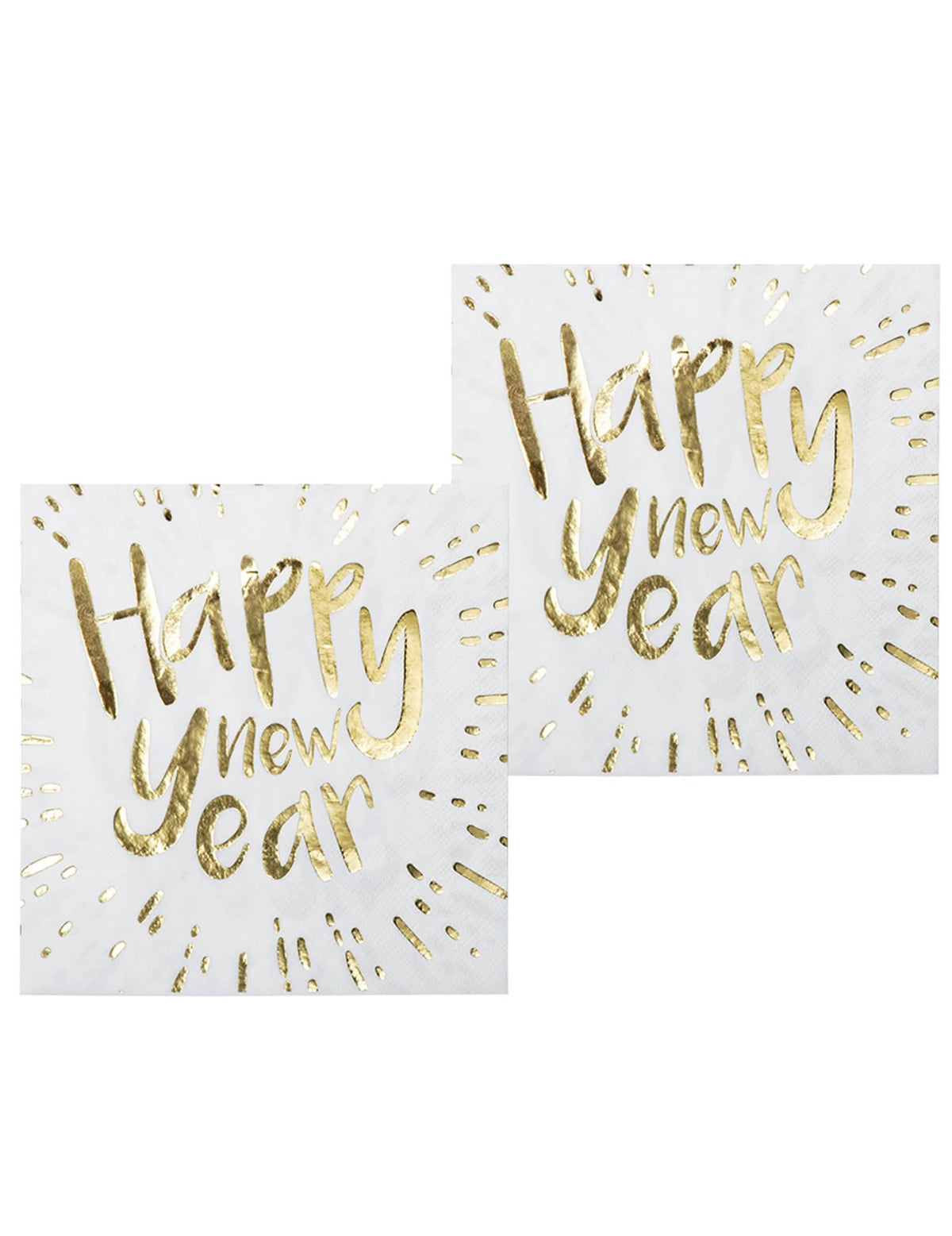guardanapos Happy New Year brancos e dourados