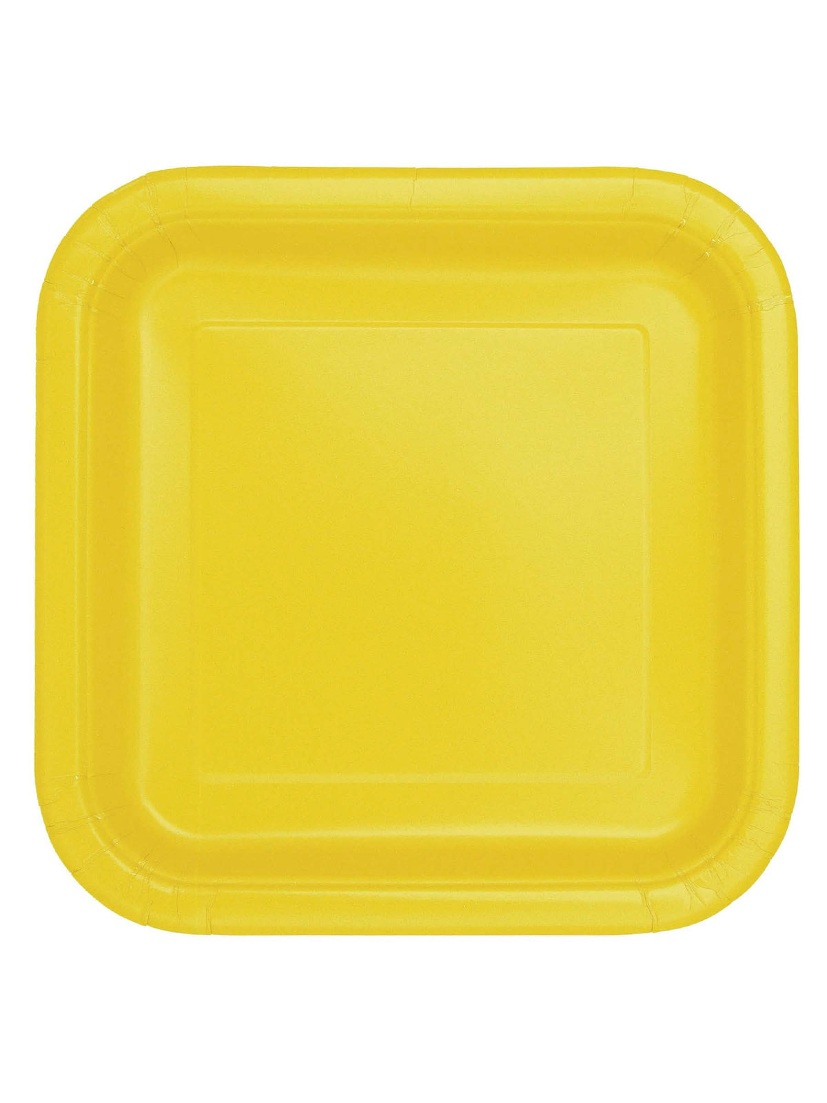 pratos quadrados em cartão para buffet festivo amarelo fluo