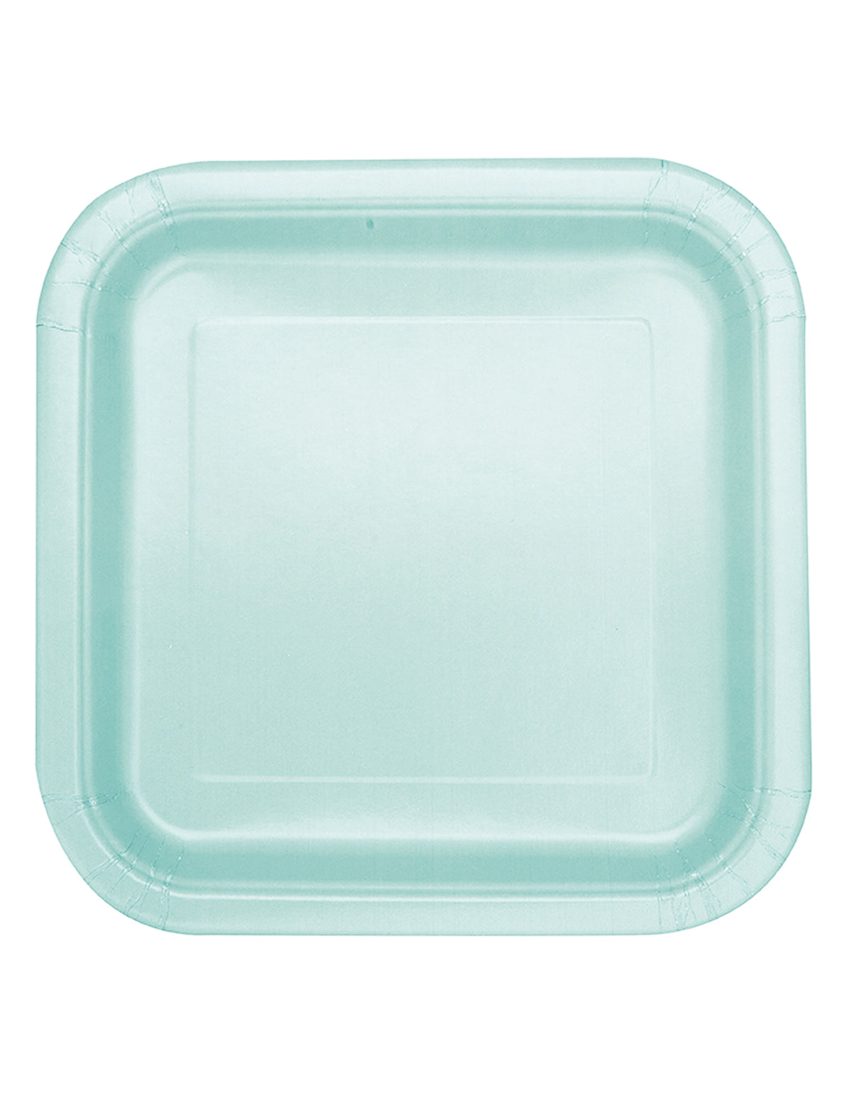 pratos quadrados de cartão pastel cor de menta para festa