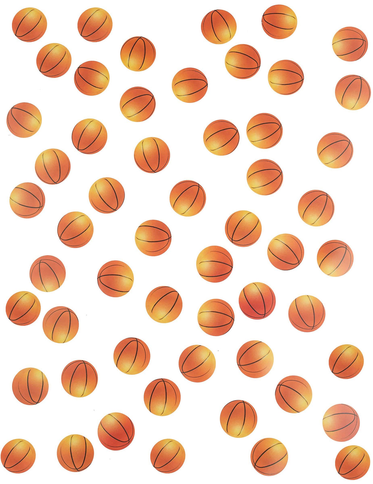 Vue d'ensemble des confettis de mesa balões de basket
