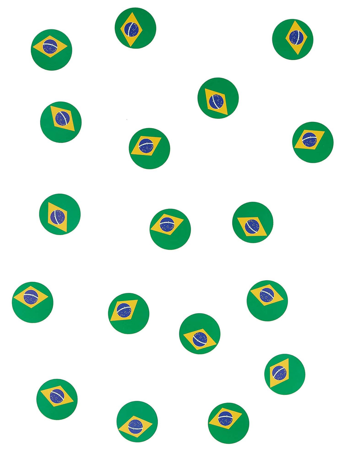 Vista geral dos confettis de mesa bandeira do Brasil
