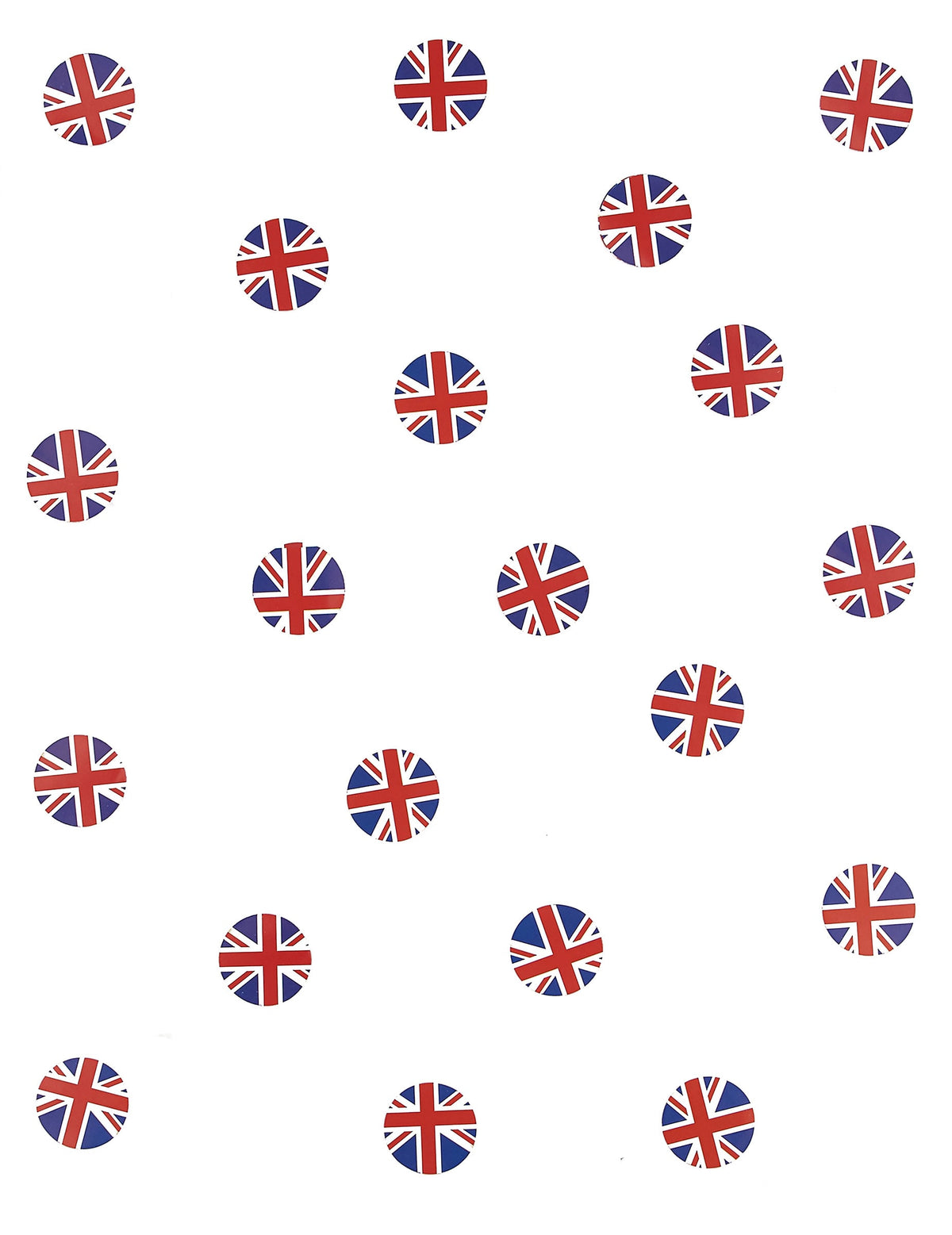 Détail du motif rond des confettis de table drapeau Royaume-Uni