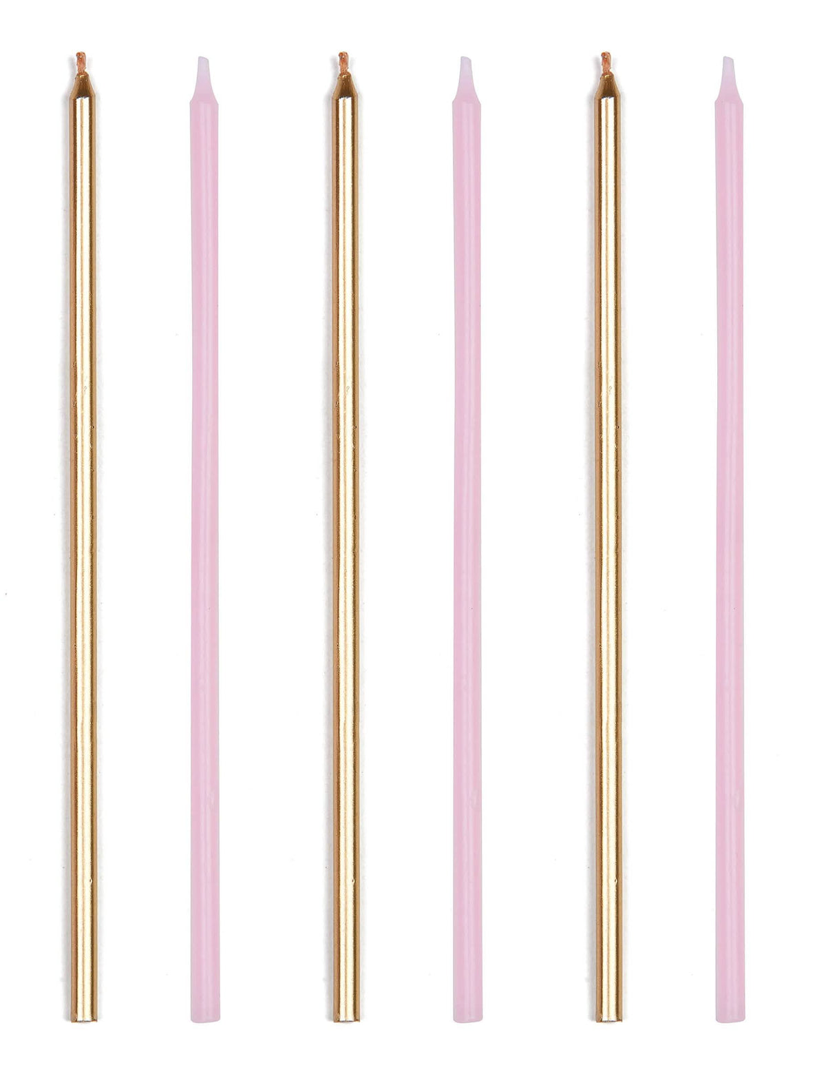 velas gigantes de aniversário para festa cor de rosa e dourado metálico com bobèches