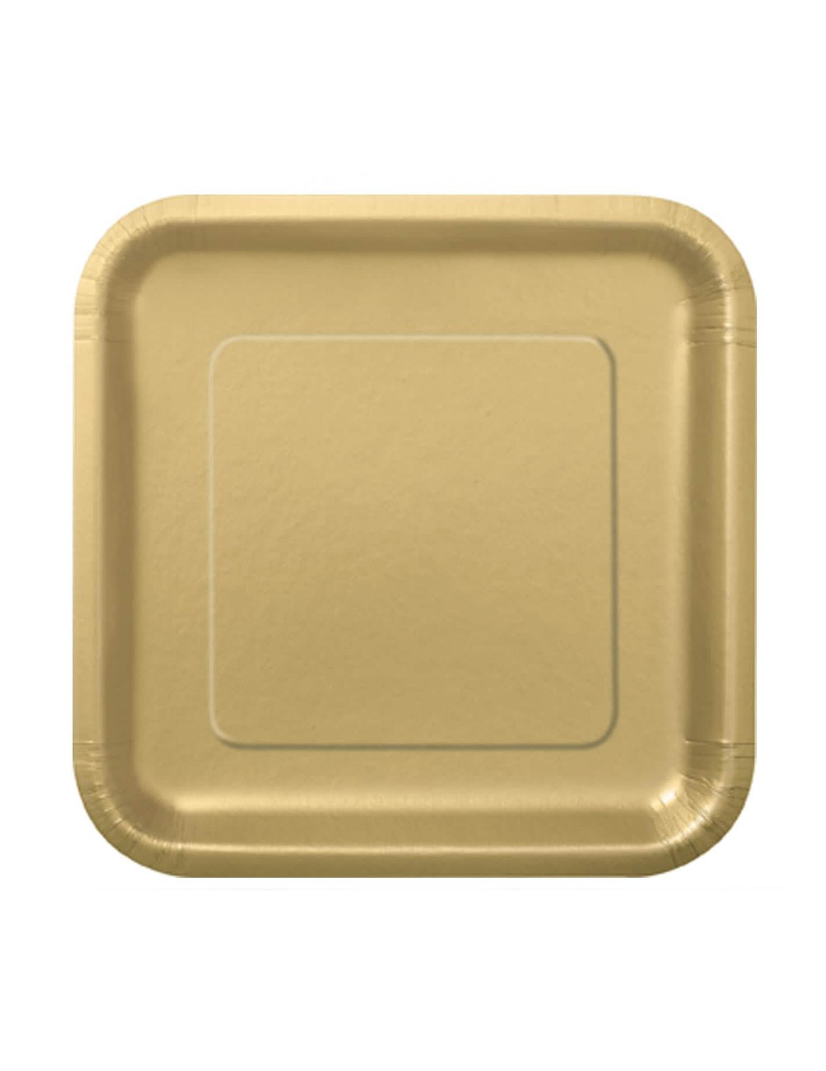 Petites assiettes en carton doré mat pour fête carrées