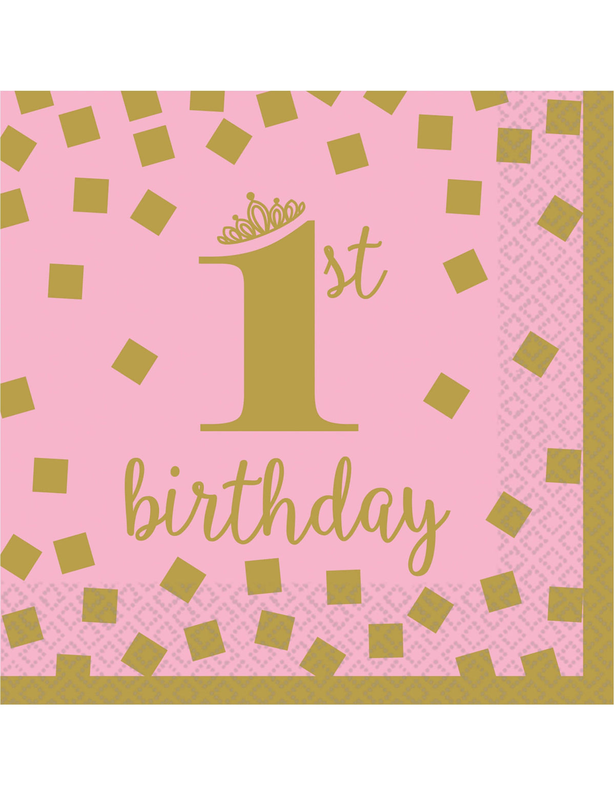 Petites serviettes en papier 1st birthday pour premier anniversaire rose et or