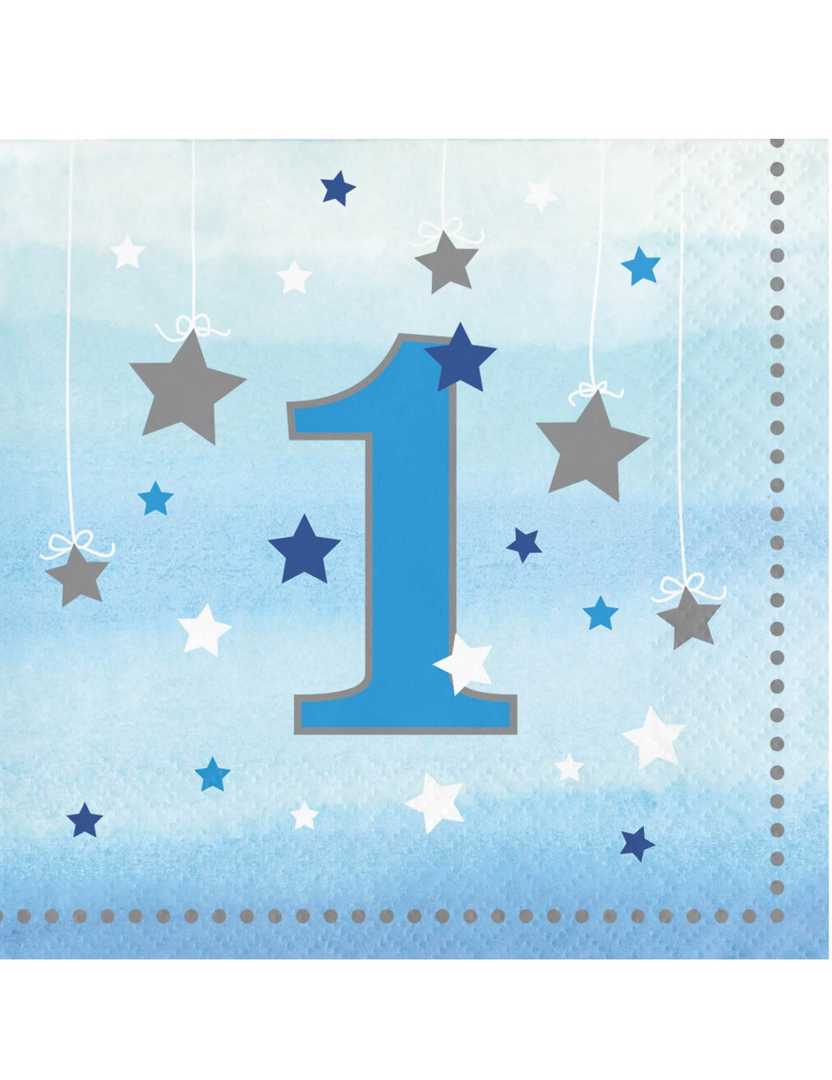 Guardanapos para o primeiro aniversário de menino azul com estrelas