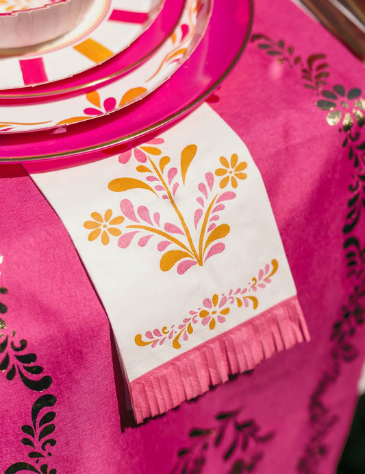 16 Guardanapos de papel com franjas Pink Limonade 20 x 40 cm