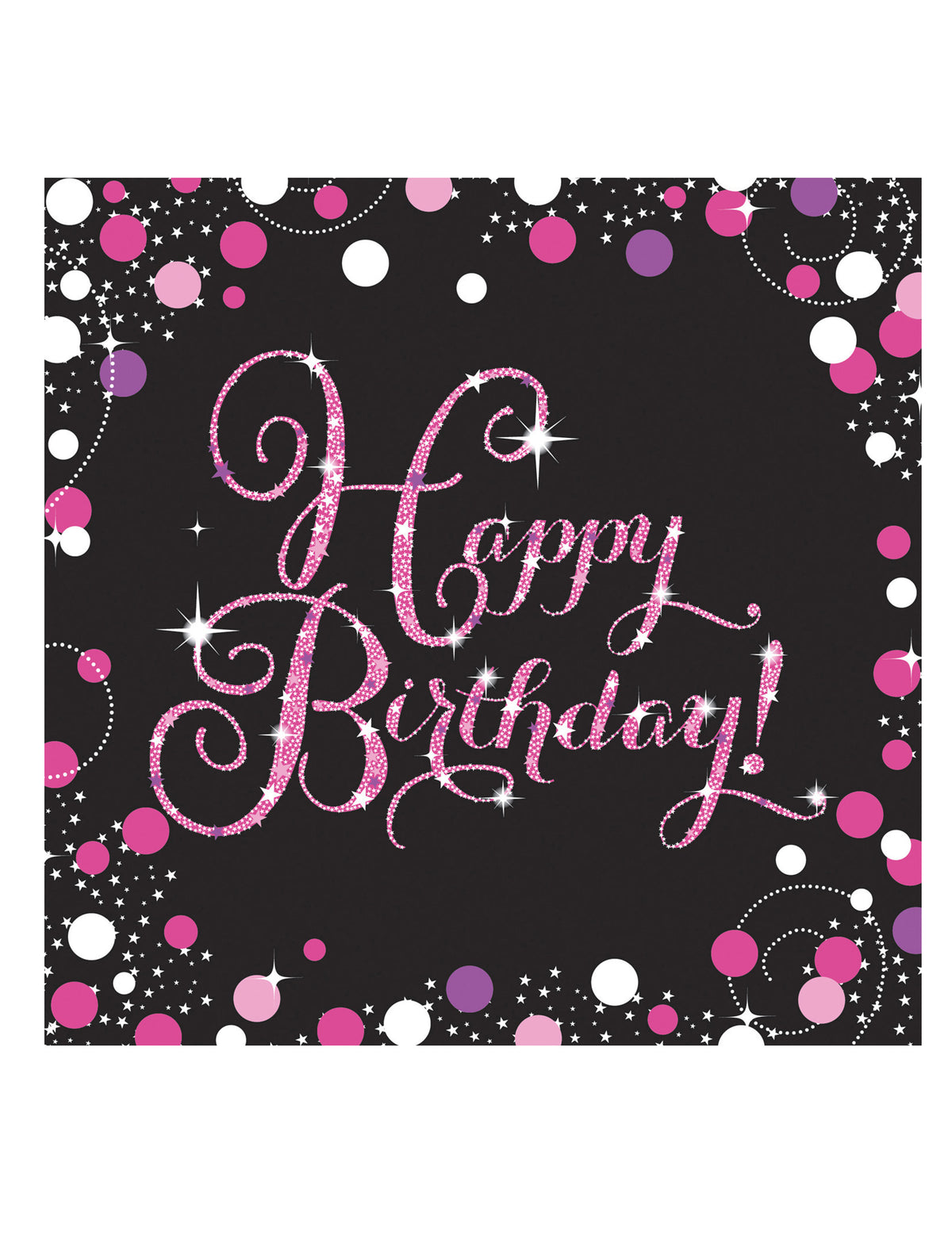 Serviettes en papier célébration pétillante happy birthday rose