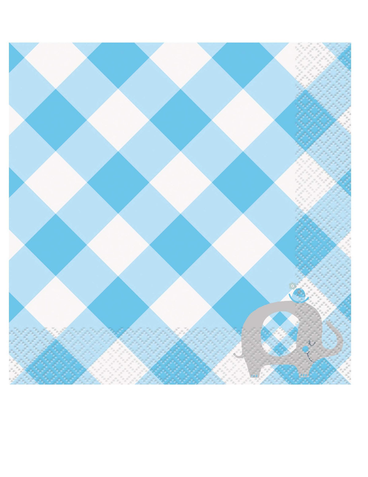 guardanapos elefante para baby shower azul às riscas