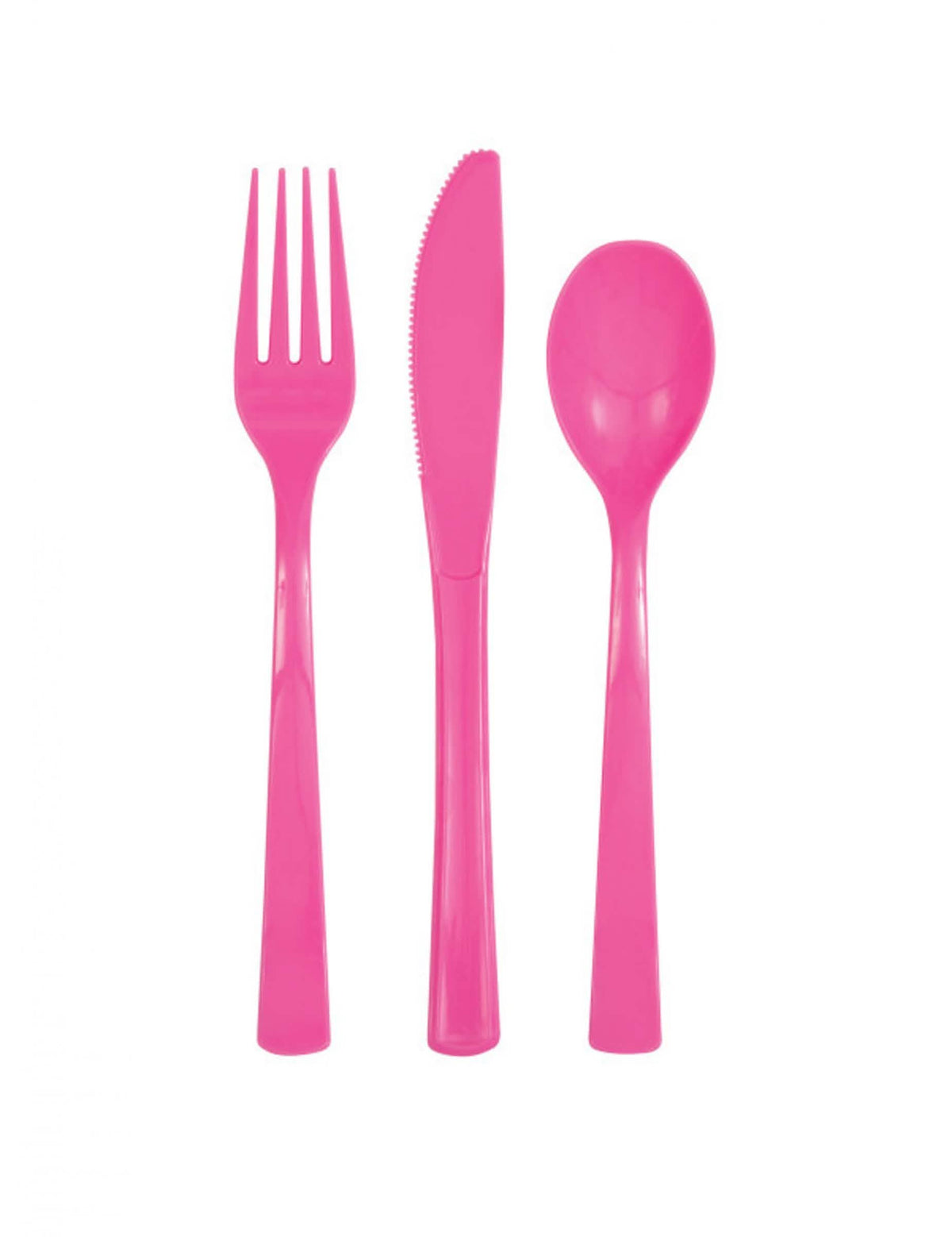 Assortimento de talheres de plástico cor de rosa