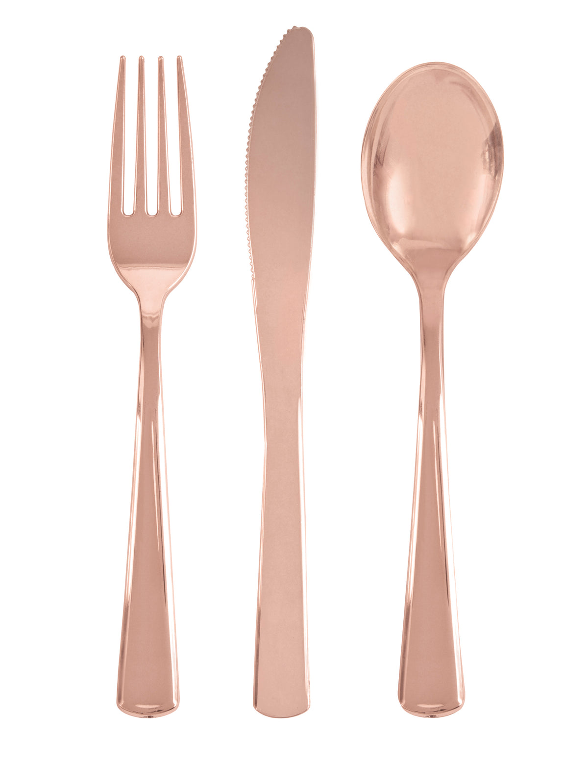 18 couverts en plastique pour fête rose gold