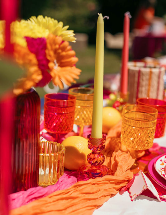 2 Velas compridas amarelas 25 cm