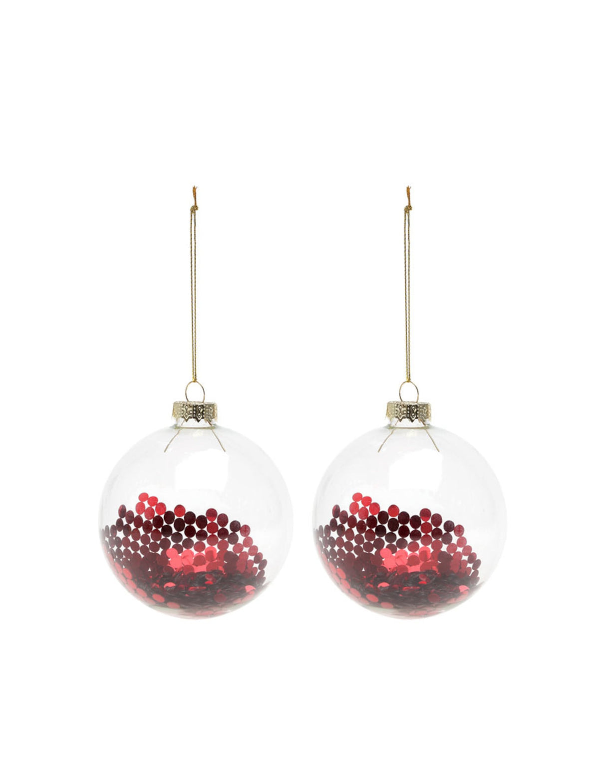 Boules en verre avec paillettes rouges pour sapin de noël