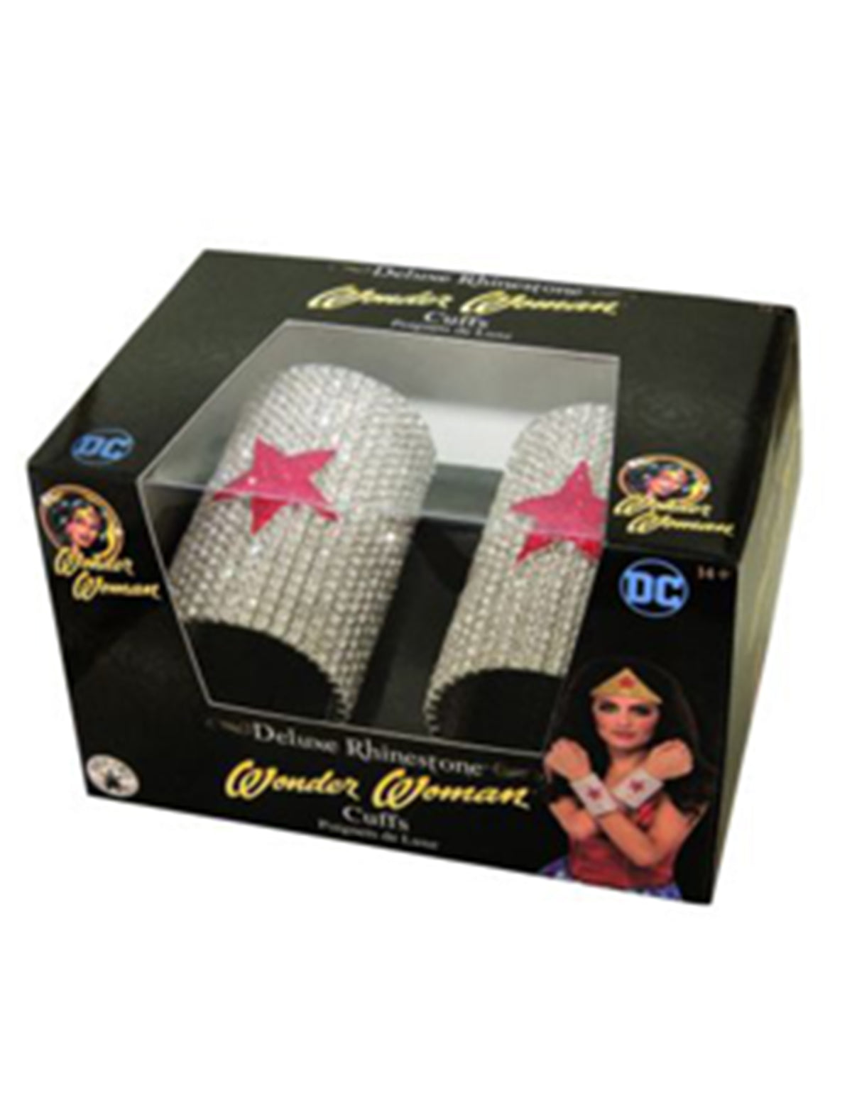 Bracelets deluxe strass Wonder Woman pour femme argentés avec étoile rouge