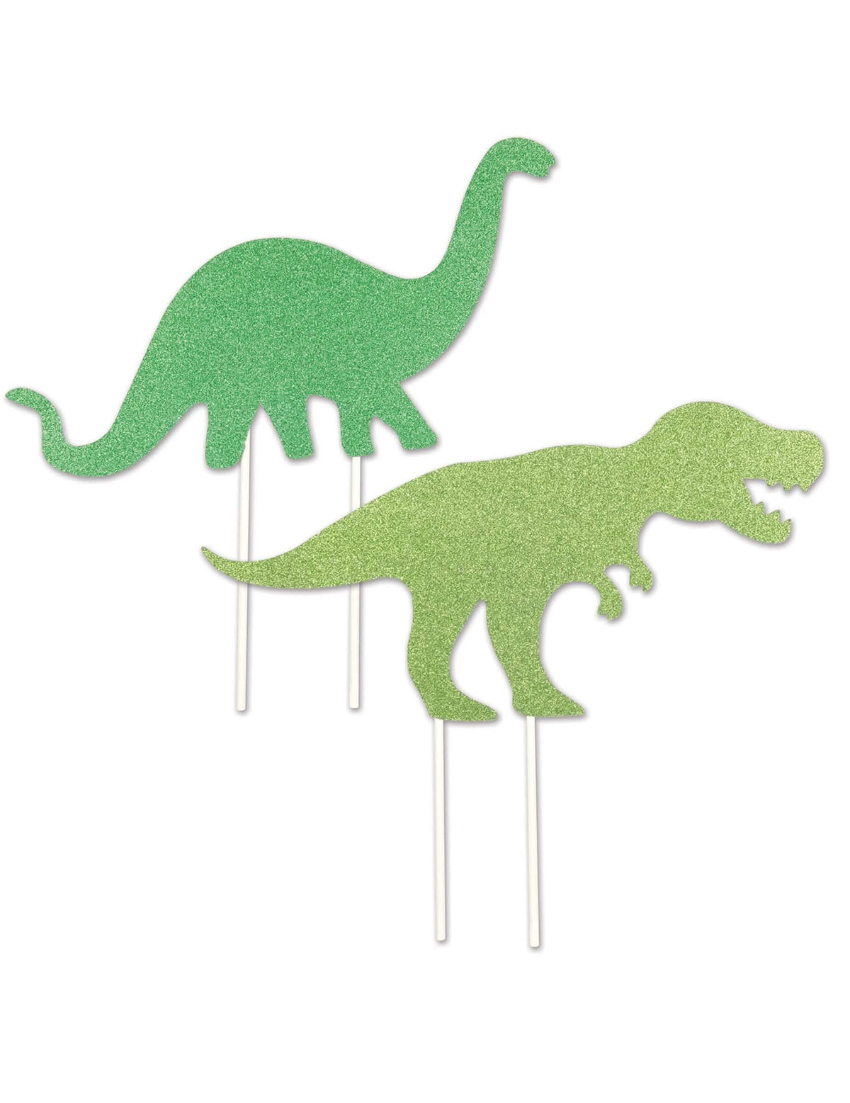 Cake toppers em plástico dinossauros para bolo verde com purpurinas