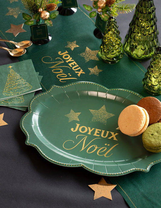 2 bandejas de Natal Cintilante verde pinheiro 36 x 26 cm