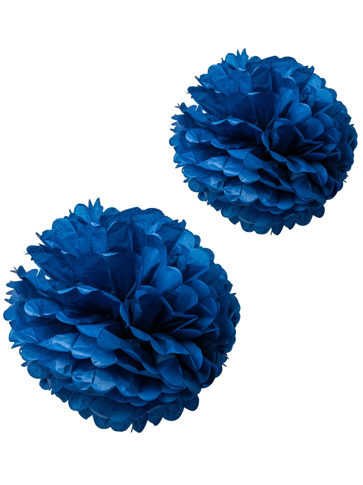 pompons de papel de seda decoração para pendurar em festa azul-marinho