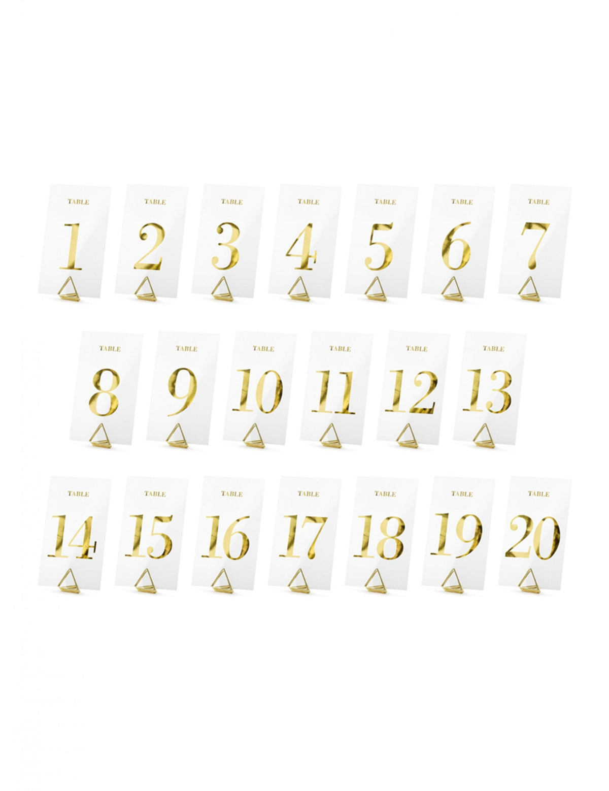 Vue d'ensemble des 20 numéros du marque table transparent chiffres dorés pour mariage doré