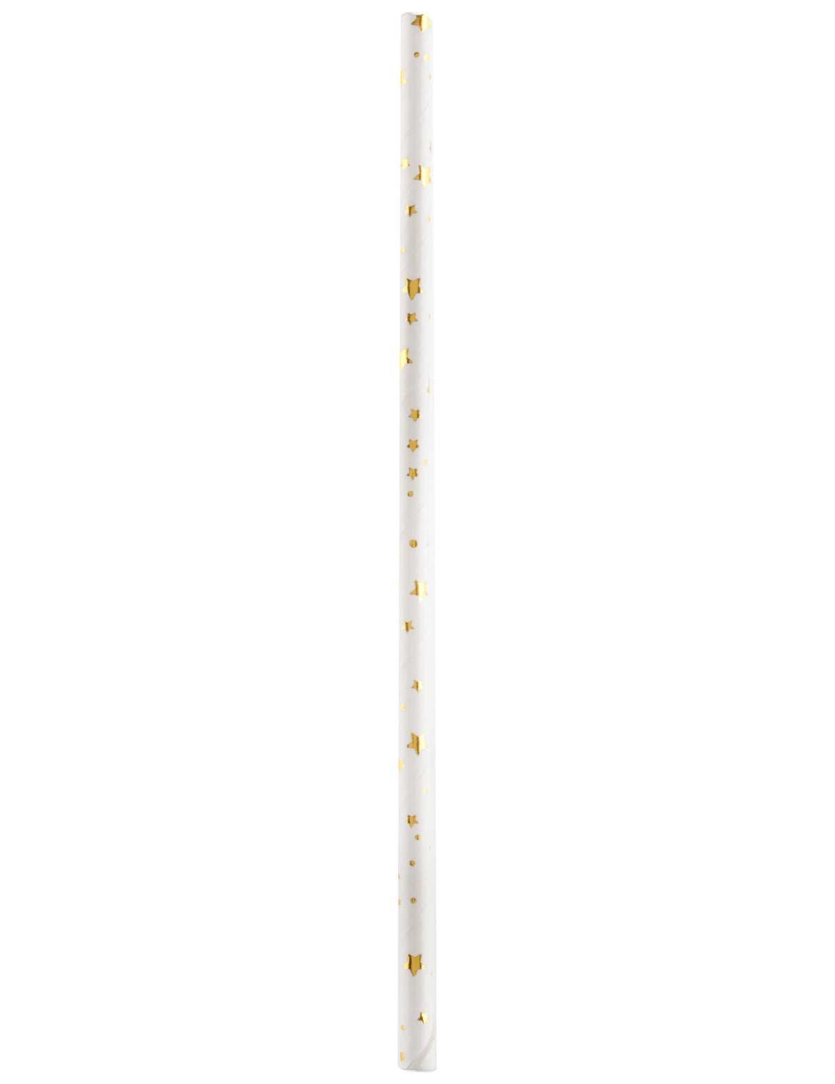 Pailles joyeux anniversaire pour décoration de table blanc et doré métallisé avec étoiles