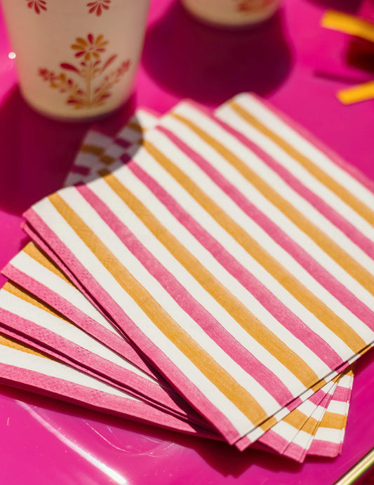 20 Pequenos guardanapos de papel para cocktail Pink Limonade 24 x 24 cm