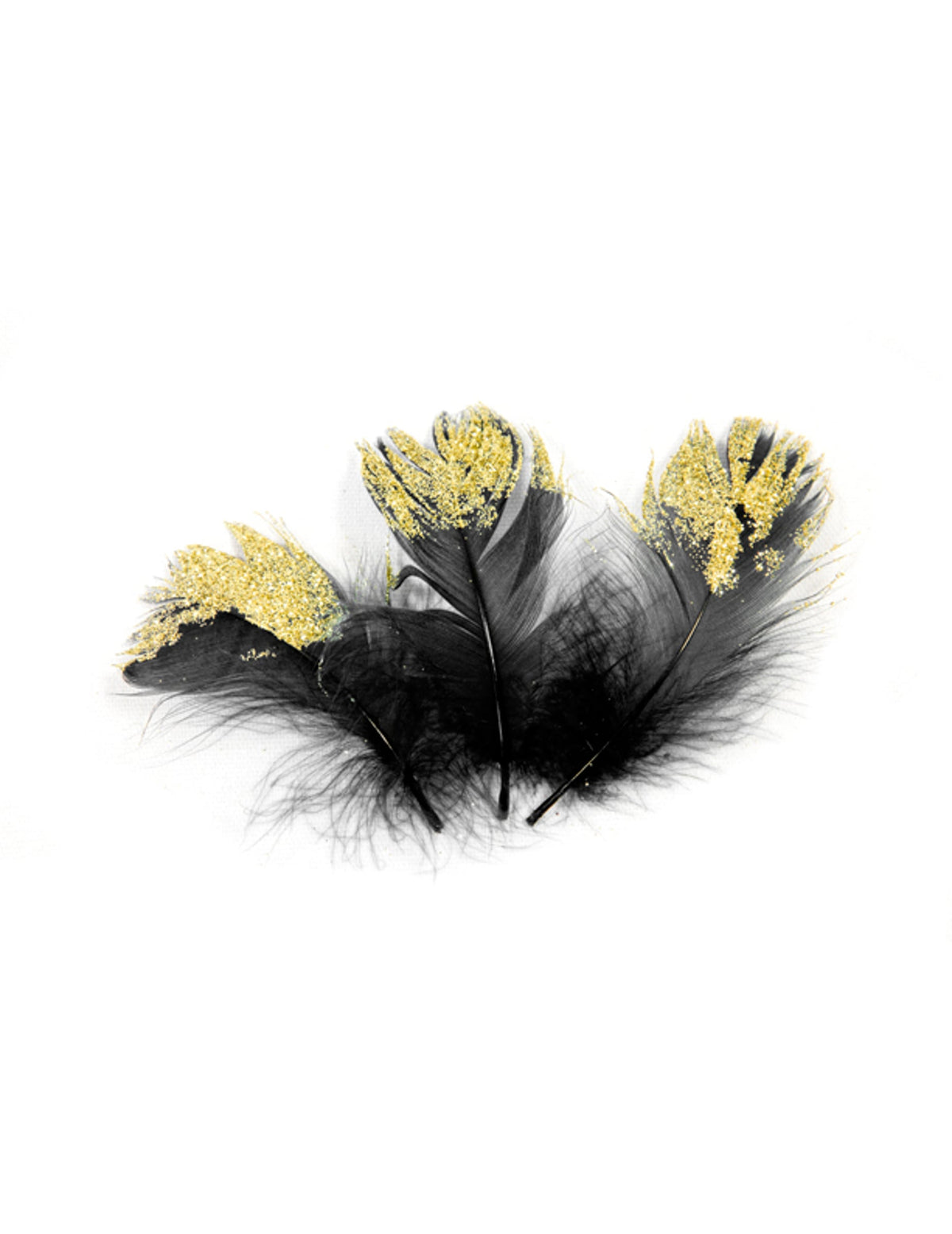 Plumes pailletées charleston pour fête noires et dorées
