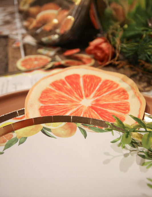 20 guardanapos de cocktail cítricos de papel laranja 24x24cm em forma de fatia