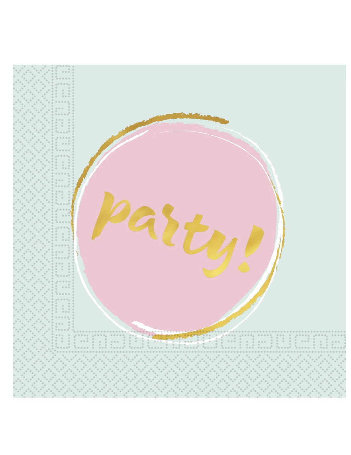 guardanapos Elegant Party para festa azul e cor de rosa pastel com texto dourado