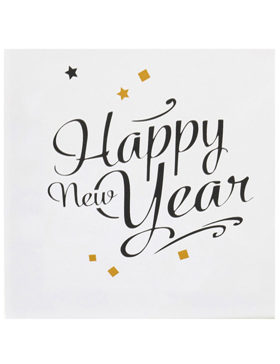 Serviettes en papier Happy New Year pour fête blanc noir et doré