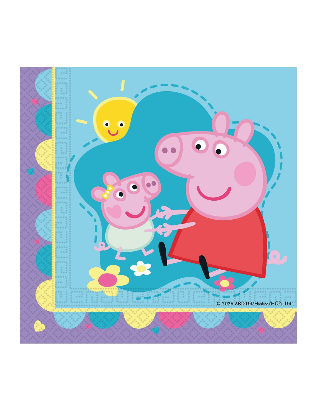 guardanapos Peppa Pig para criança azuis com motivos de flores