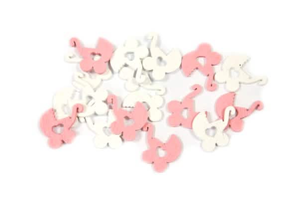 confettis de mesa landau bebé para batismo cor de rosa e branco
