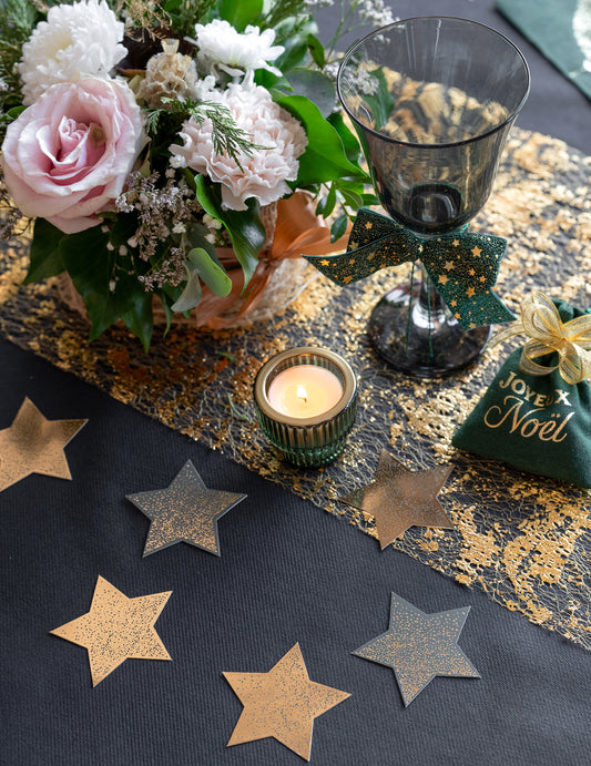 25 decorações Natal Cintilante verde e ouro 6,5 x 6,2 cm