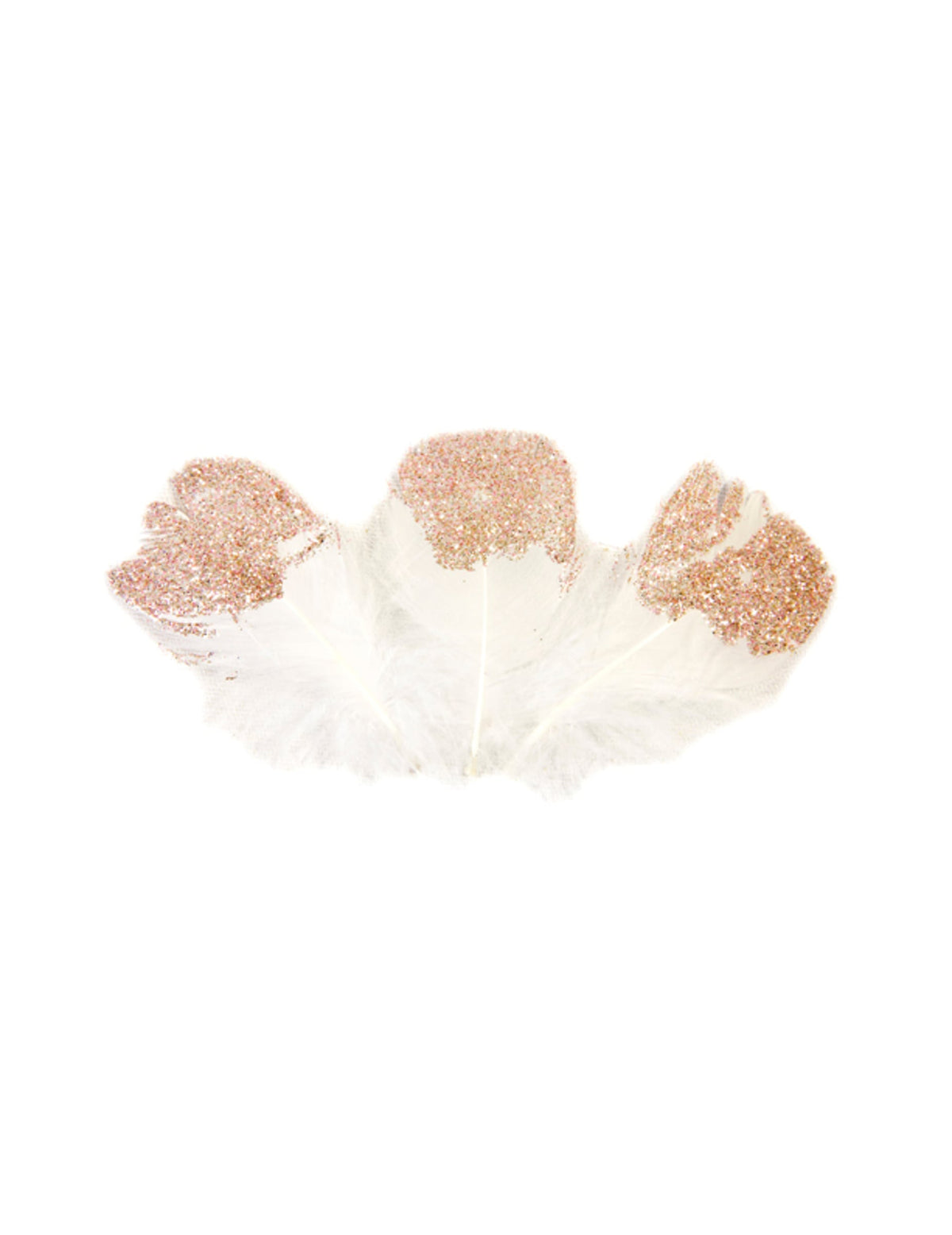 Plumes pailletées pour décoration blanches et rose gold