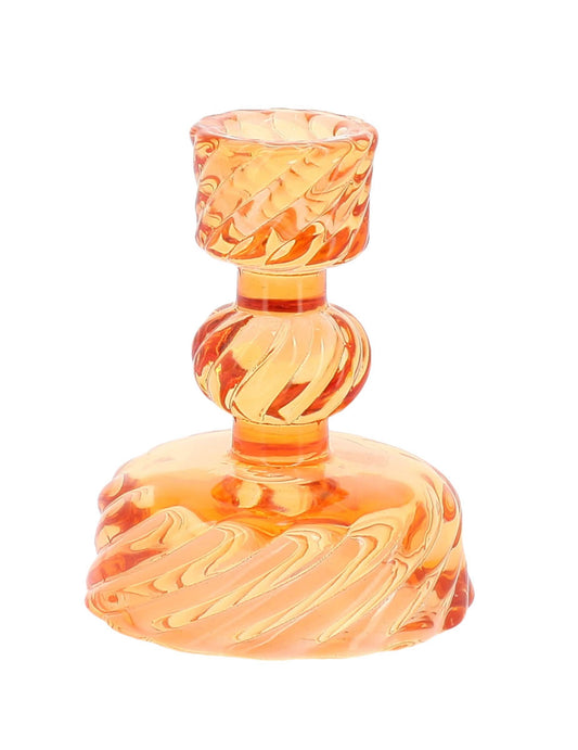 3 Castiçais de vidro cor-de-rosa, amarelo e laranja 10 cm